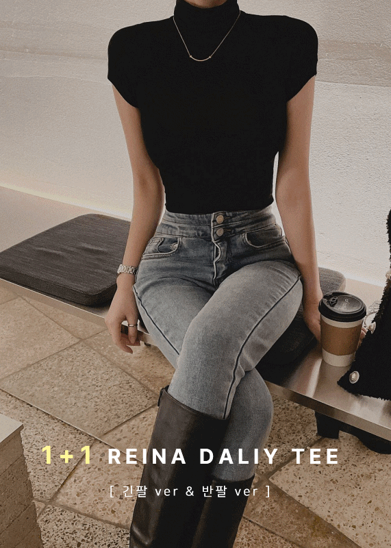 [1+1 반팔/긴팔] 레이나 슬림 폴라 티셔츠
